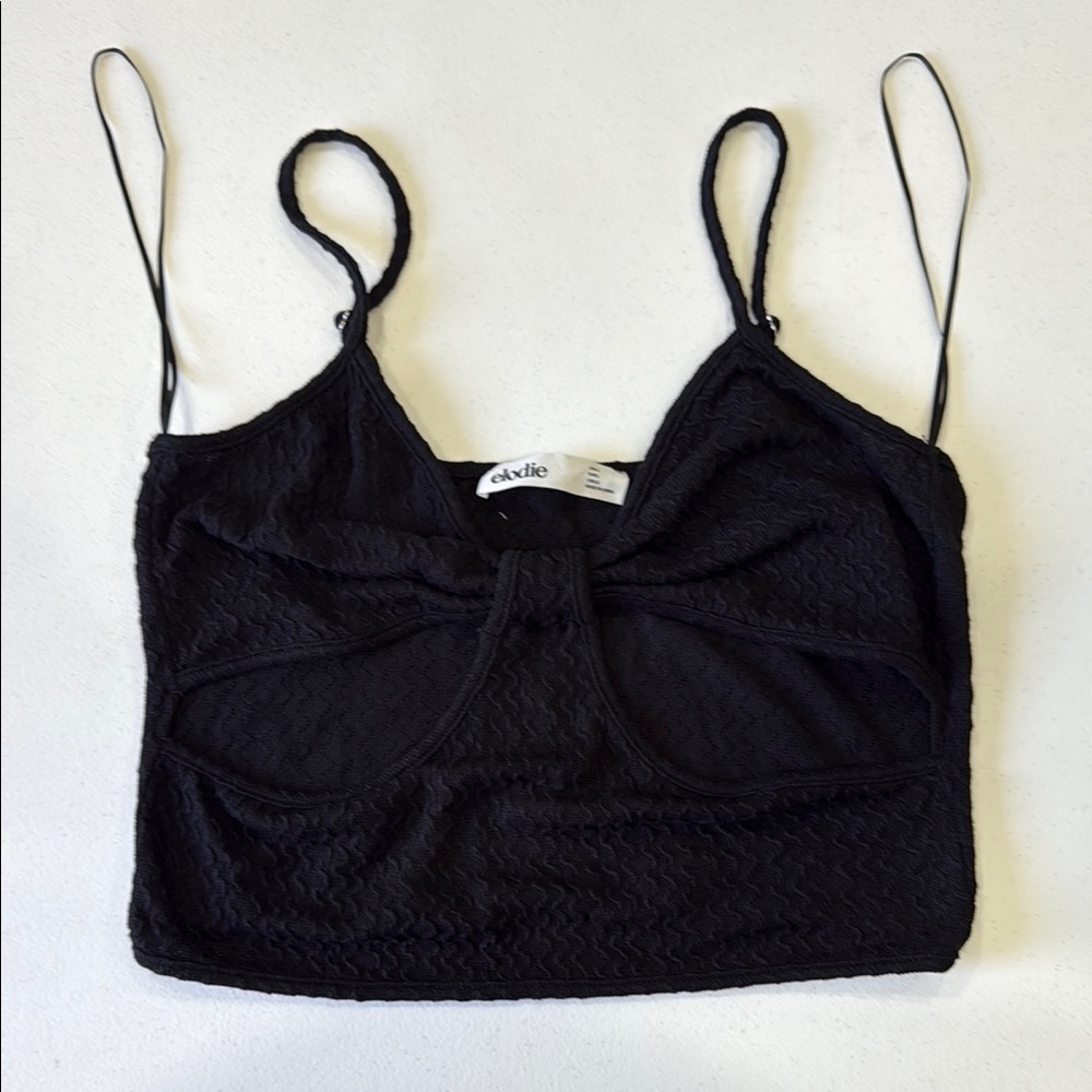 Elodie Black Textured Crop Top (new no tags)
